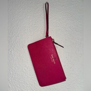 Kate Spade Pink Wristlet with Black and White Polka Dot inner lining